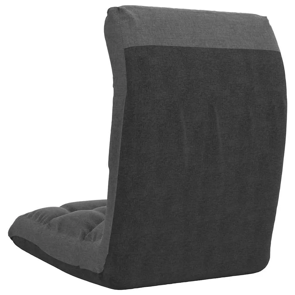 Folding Floor Chair Adjustable Reclining Seat Padded Comfort Grey Fabric