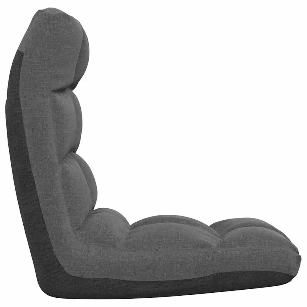 Folding Floor Chair Adjustable Reclining Seat Padded Comfort Grey Fabric