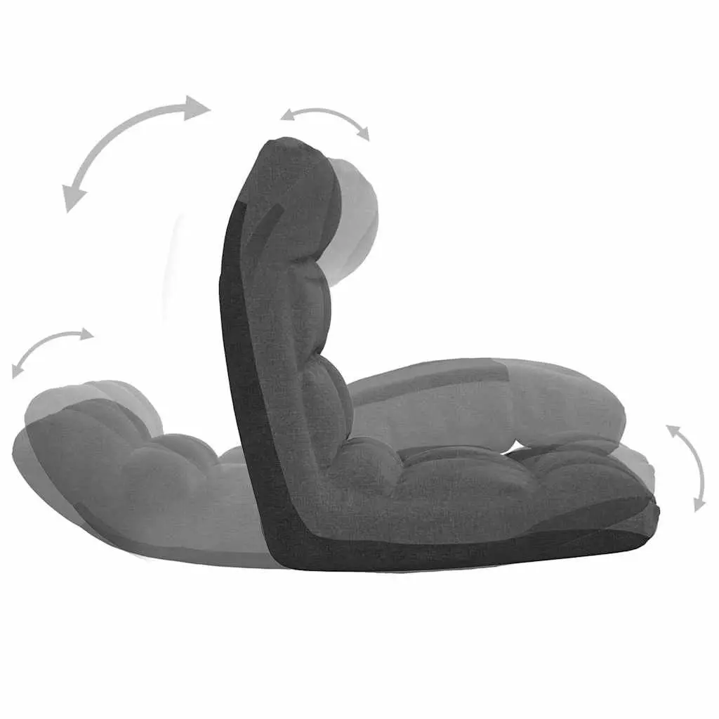 Folding Floor Chair Adjustable Reclining Seat Padded Comfort Grey Fabric