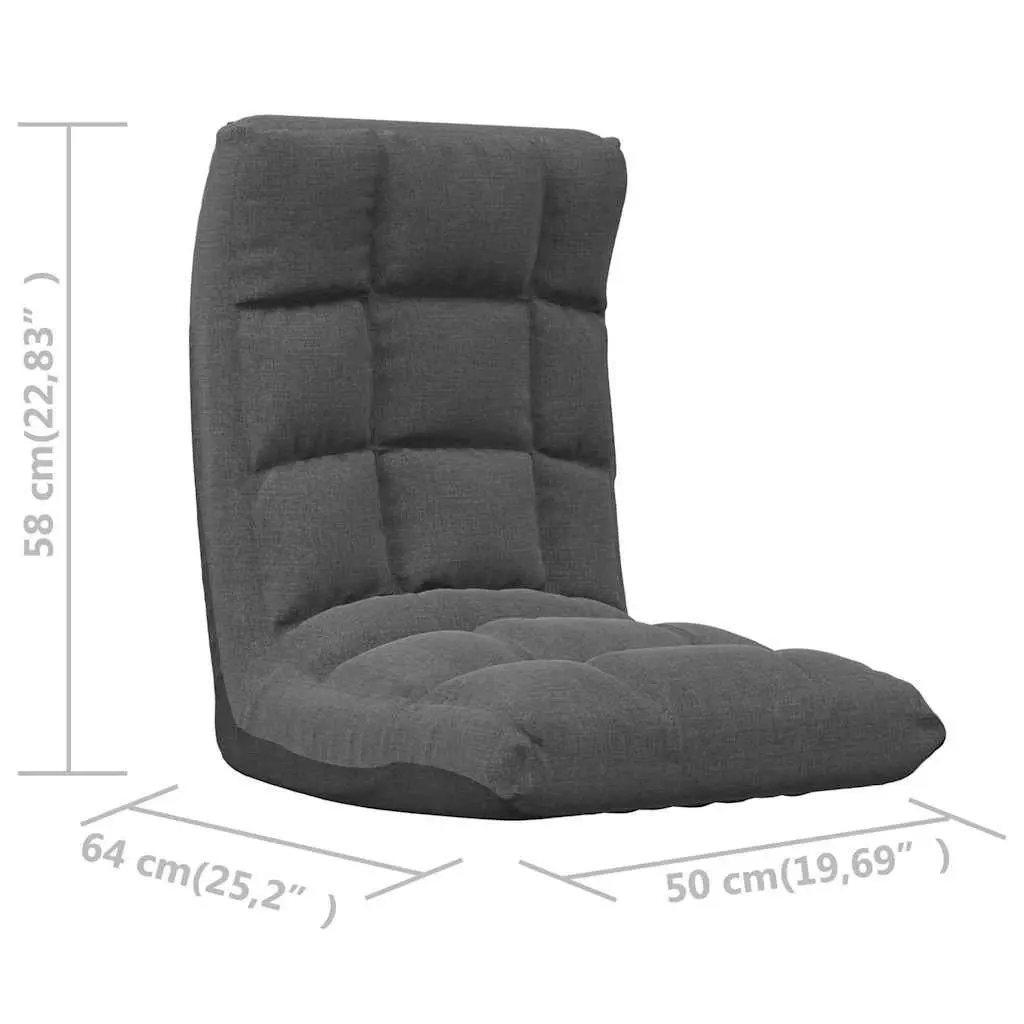 Folding Floor Chair Adjustable Reclining Seat Padded Comfort Grey Fabric