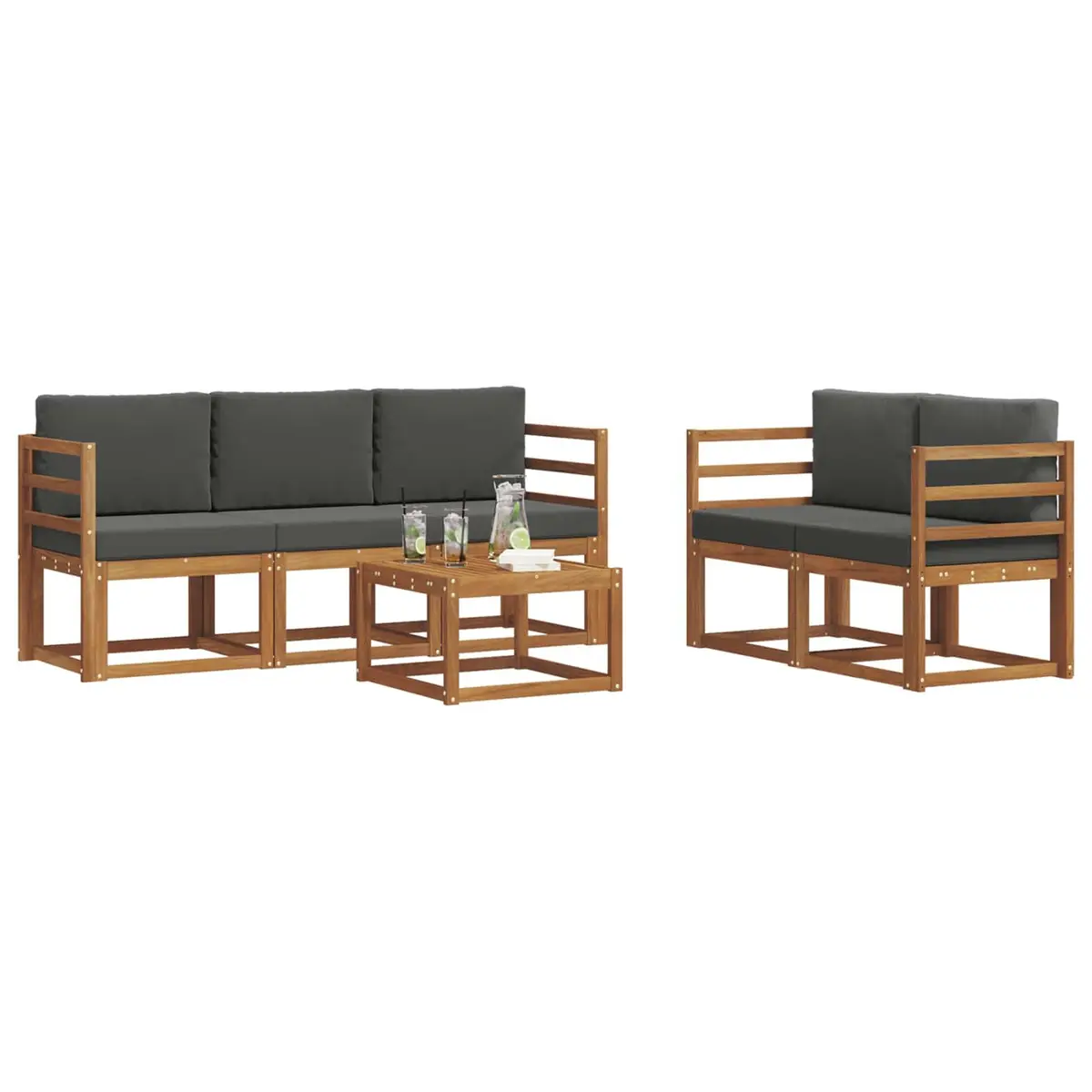 Outdoor Sofa Set 6 Piece Garden Furniture Patio Sectional with Cushions Brown