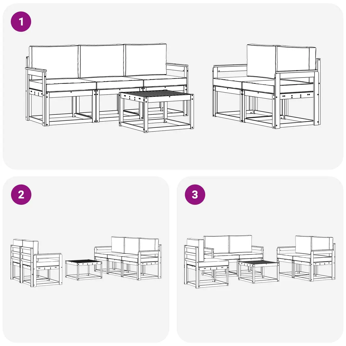 Outdoor Sofa Set 6 Piece Modular Lounge with Cushions