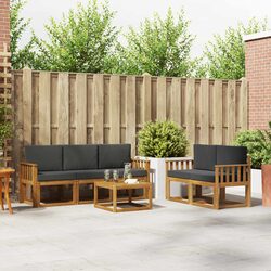 Modular 6-Piece Outdoor Sofa Set in Solid Acacia Wood