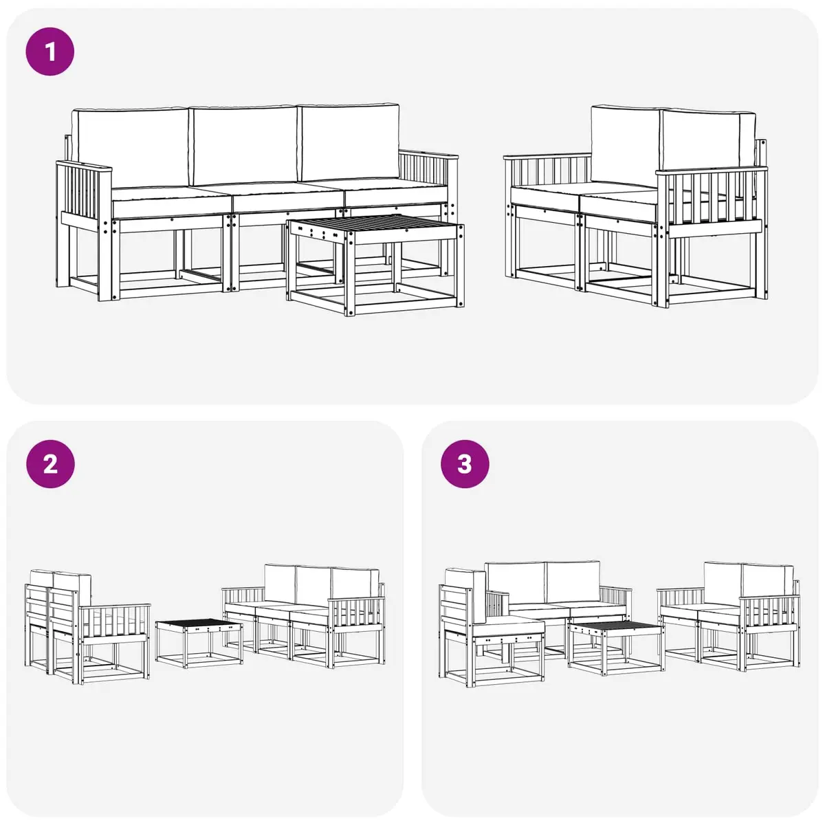 Outdoor Sofa Set 6 Pieces Garden Furniture Acacia Wood with Cushions Brown