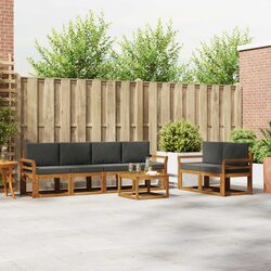 7-Piece Outdoor Sectional Sofa Set with Cushions, Brown