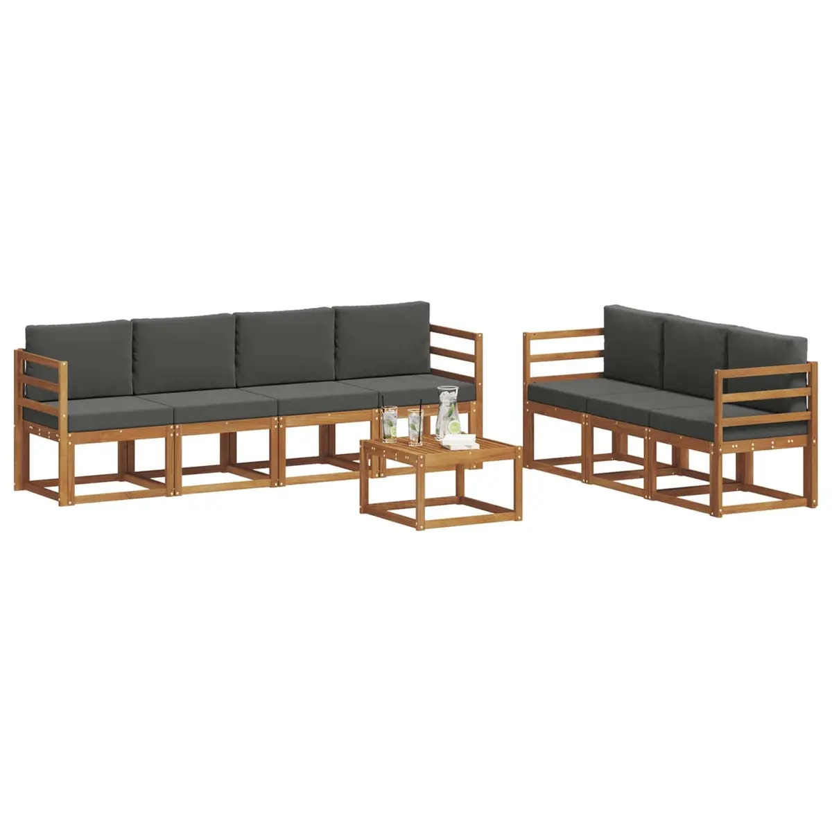 Outdoor Sofa Set 8 Pieces Solid Wood Garden Furniture with Cushions Lounge