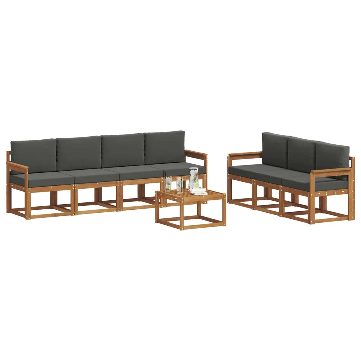 Outdoor Sofa Set 8 Piece with Cushions Garden Furniture Acacia Wood Brown Patio