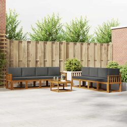 9 Piece Slatted Outdoor Sectional Sofa Set in Brown