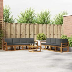 9-Piece Outdoor Sectional Sofa Set with Acacia Frame