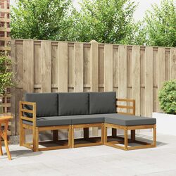 Weather-Resistant 4 Piece Acacia Wood Outdoor Sofa Set