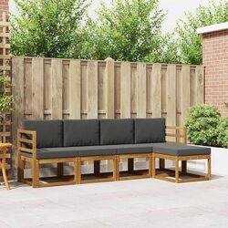 Outdoor 5-Piece Sectional Sofa Set with Slatted Design