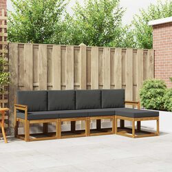 5-Piece Outdoor Sectional Sofa Set with Slatted Design