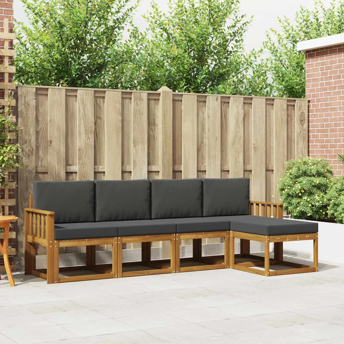 Outdoor Sofa Set 5 pcs Garden Furniture Brown Acacia Wood Sectional Lounge