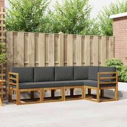5-Piece Modular Outdoor Sofa Set with Acacia Wood Construction