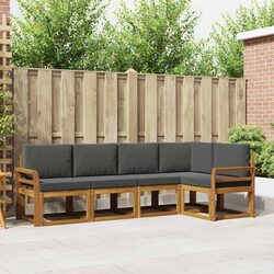 Modular 5-Piece Outdoor Sofa Set in Brown with Cushions