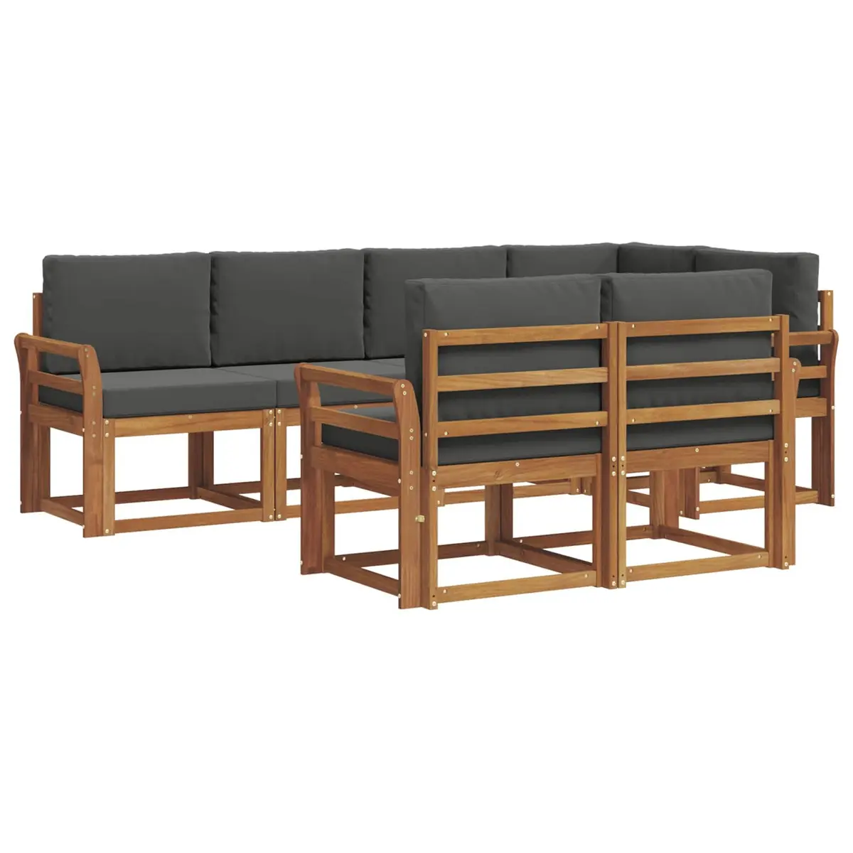 Outdoor Sectional Sofa Set 7pc Garden Patio Furniture with Cushions Brown