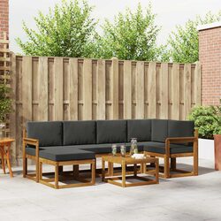 Modular 7 Piece Acacia Wood Outdoor Sofa Set
