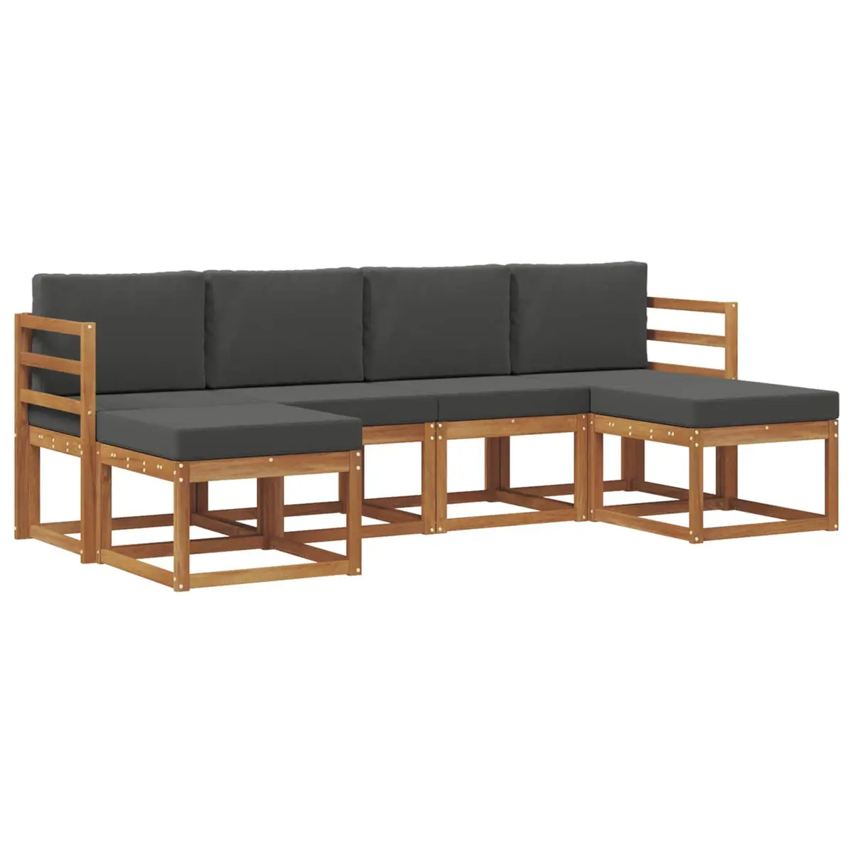 Outdoor Sofa Set Modern 6 Piece Garden Patio Furniture Engineered Wood Natural