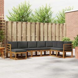8-Piece Modular Outdoor Sofa Set in Brown Acacia Wood