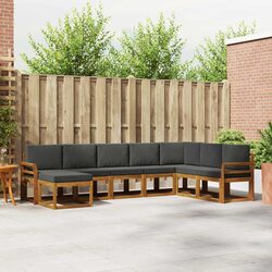 8-Piece Outdoor Sofa Set in Natural Brown with Cushions