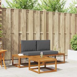 3-Piece Brown Acacia Wood Outdoor Sofa Set