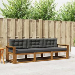 Modular 3-Piece Outdoor Sofa Set in Brown Acacia Wood