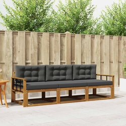 Modular 3 Piece Outdoor Sofa Set with Acacia Wood Frame