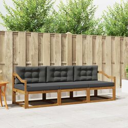 3-Piece Modular Outdoor Sofa Set Made of Solid Acacia Wood