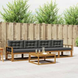 5-Piece Garden Patio Sofa Set in Brown with Cushions