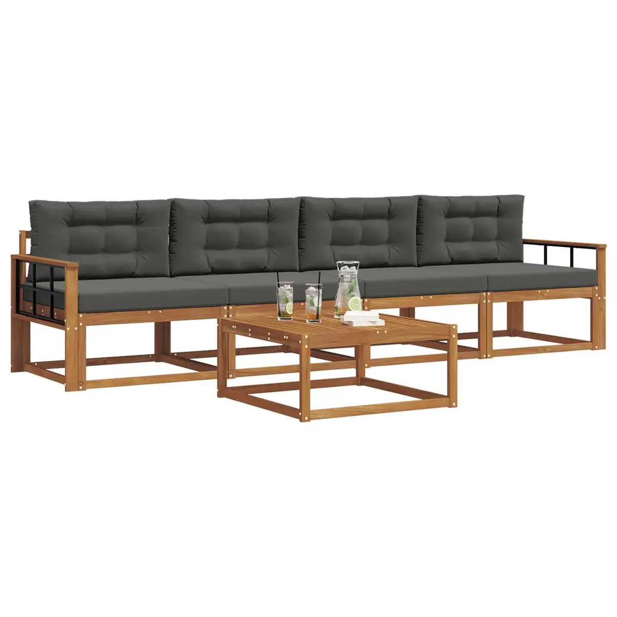 Outdoor Sectional Sofa Set Modern Comfort 5 Piece Brown