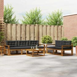 6-Piece Modular Outdoor Sectional Sofa Set with Acacia Wood