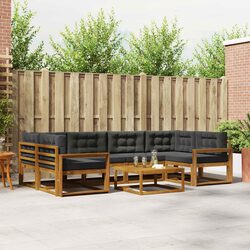 7-Piece Garden Patio Sectional Sofa Set with Acacia Wood