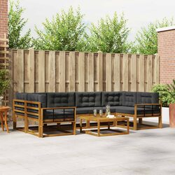 Modular 7-Piece Outdoor Sectional Sofa Set in Acacia Wood