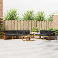 Modular 8 Piece Outdoor Sectional Sofa Set with Acacia Frame
