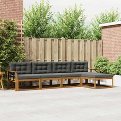 5-Piece Outdoor Sectional Sofa Set in Acacia Wood