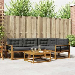 5-Piece Outdoor Sofa Set with Cushions, Solid Acacia Wood