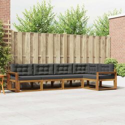 5-Piece Outdoor Sectional Sofa Set in Natural Brown