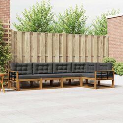 5-Piece Modular Outdoor Sofa Set with Acacia Wood Frame