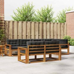 Modular Outdoor Sectional Sofa Set 7 Pieces with Brown Cushions