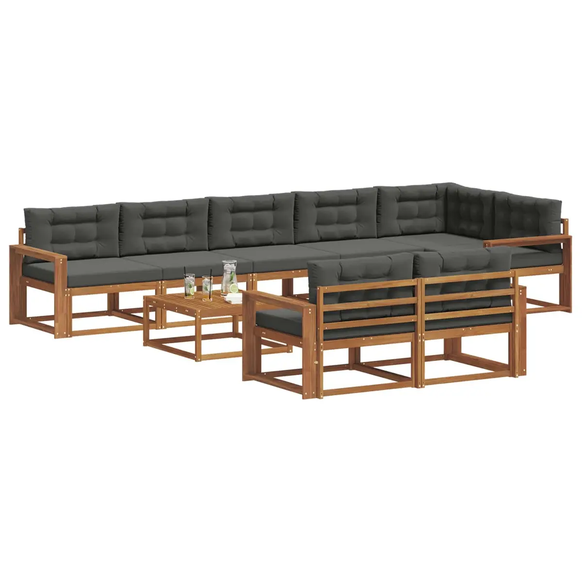 Outdoor Sectional Sofa Set Modular Comfort 9 Piece Brown