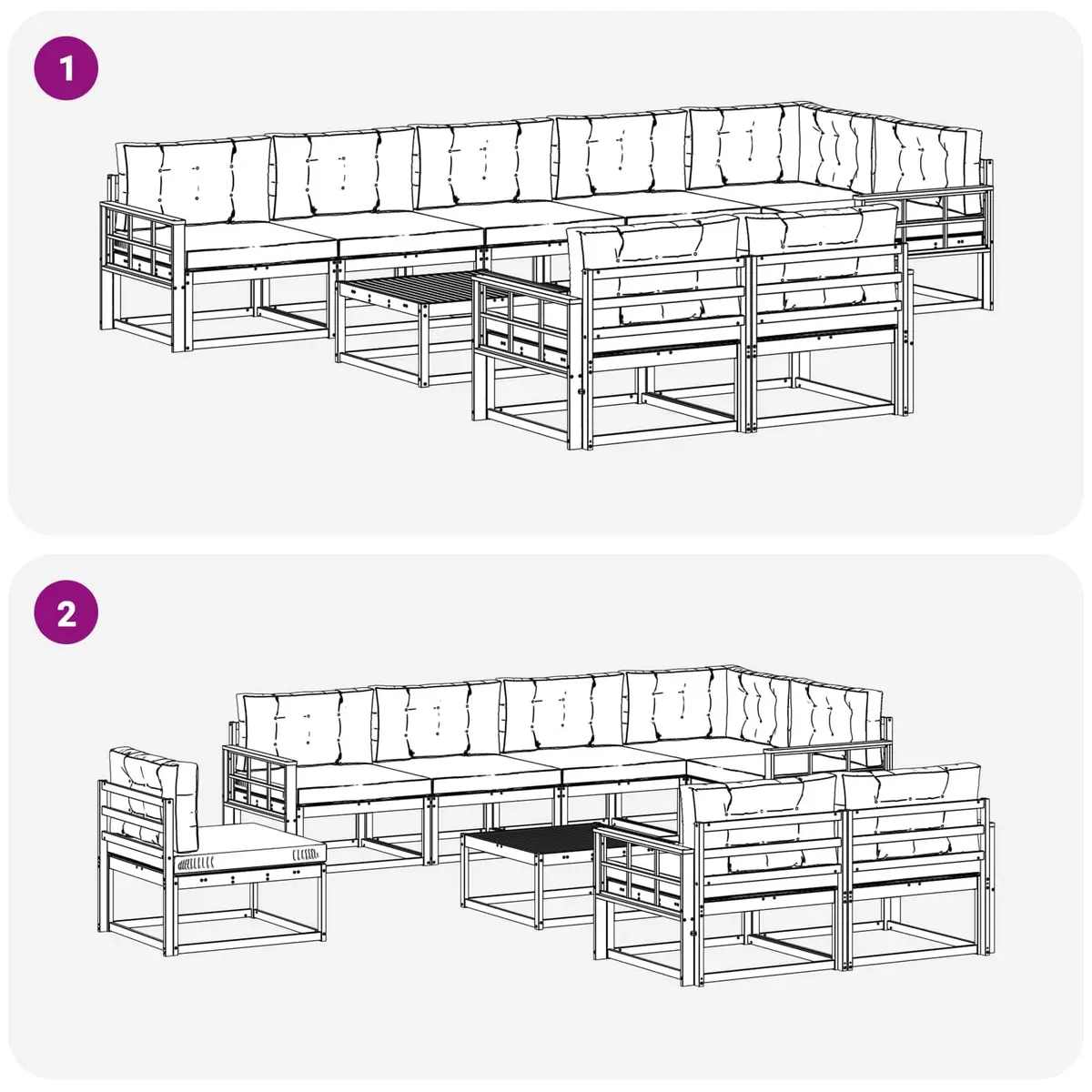 Outdoor Sectional Sofa Set Modular Comfort 9 Piece Brown Anthracite