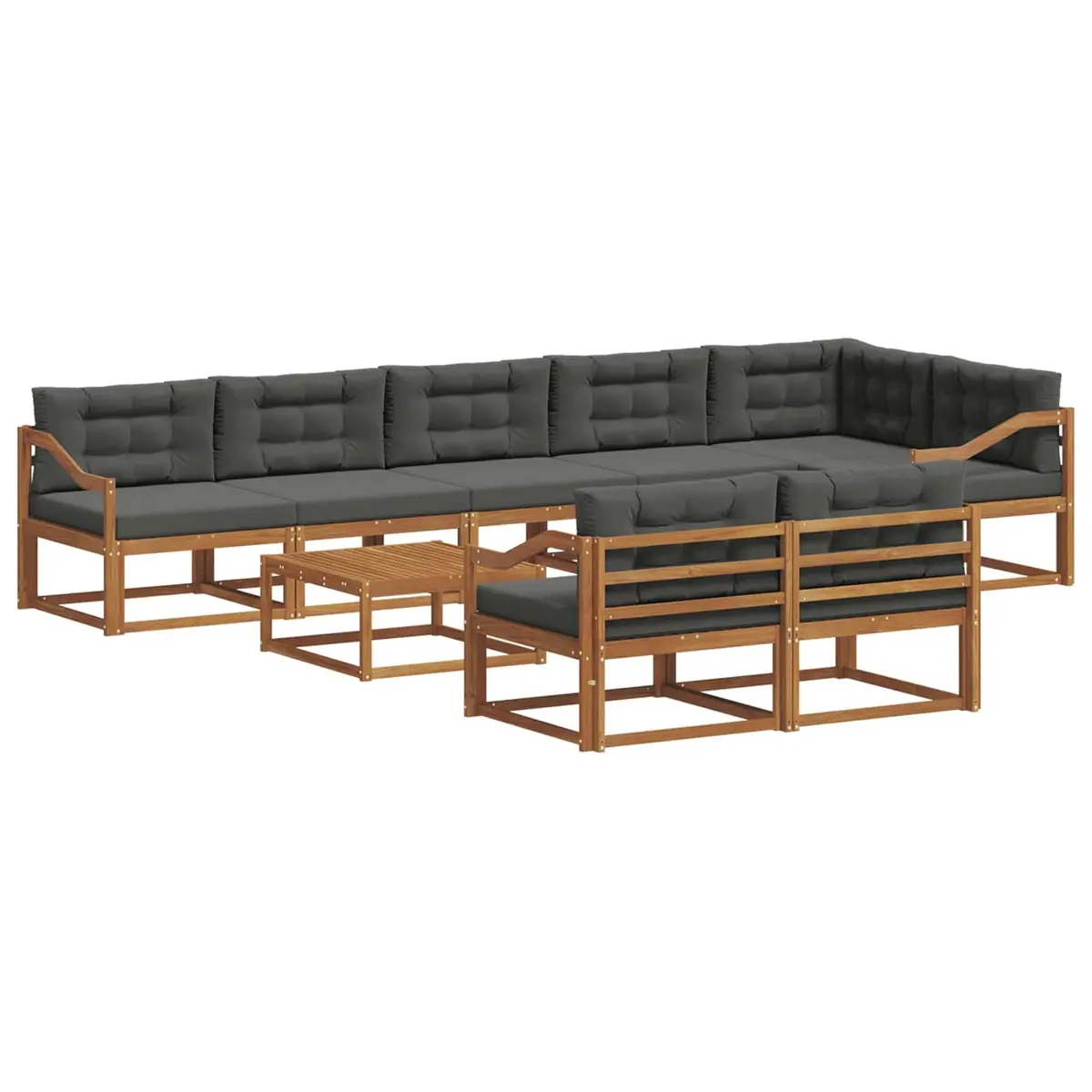 Outdoor Sectional Sofa Set Modular Comfort 9 Piece Brown and Anthracite