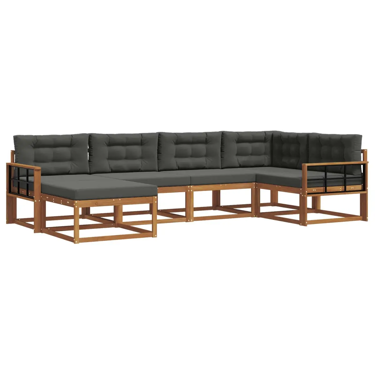 Outdoor Sofa Set Modular Comfort 6 Piece Brown Acacia Wood