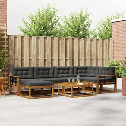 7-Piece Modular Outdoor Sofa Set with Solid Acacia Wood