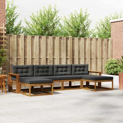 6-Piece Brown Outdoor Sofa Set with Cushions