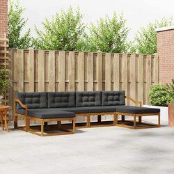 6 Piece Patio Sofa Set with Solid Acacia Wood Frame
