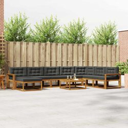 9-Piece Outdoor Sectional Sofa Set in Brown with Cushions