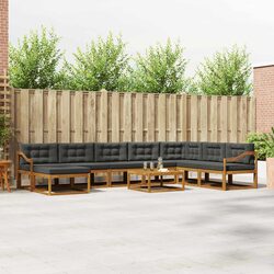 9-Piece Brown Outdoor Sectional Sofa Set with Cushions