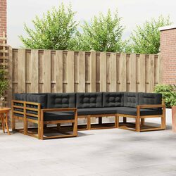 6-Piece Acacia Wood Outdoor Sectional Sofa Set