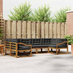 6 Piece Garden Patio Sectional Sofa Set - Brown Cushions